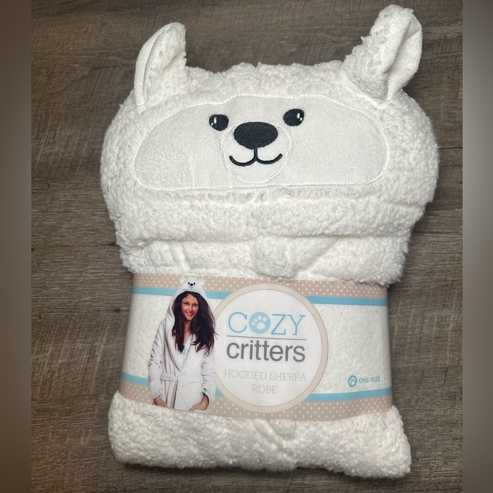 Cozy Critters White Hooded Sherpa Robe